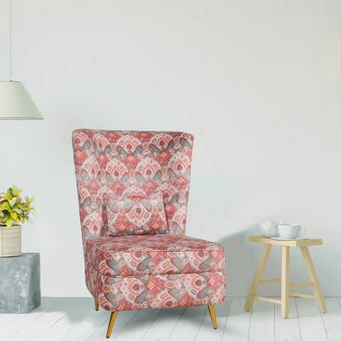 Greta Lounge Chair In Premium Suede Floral Fabric