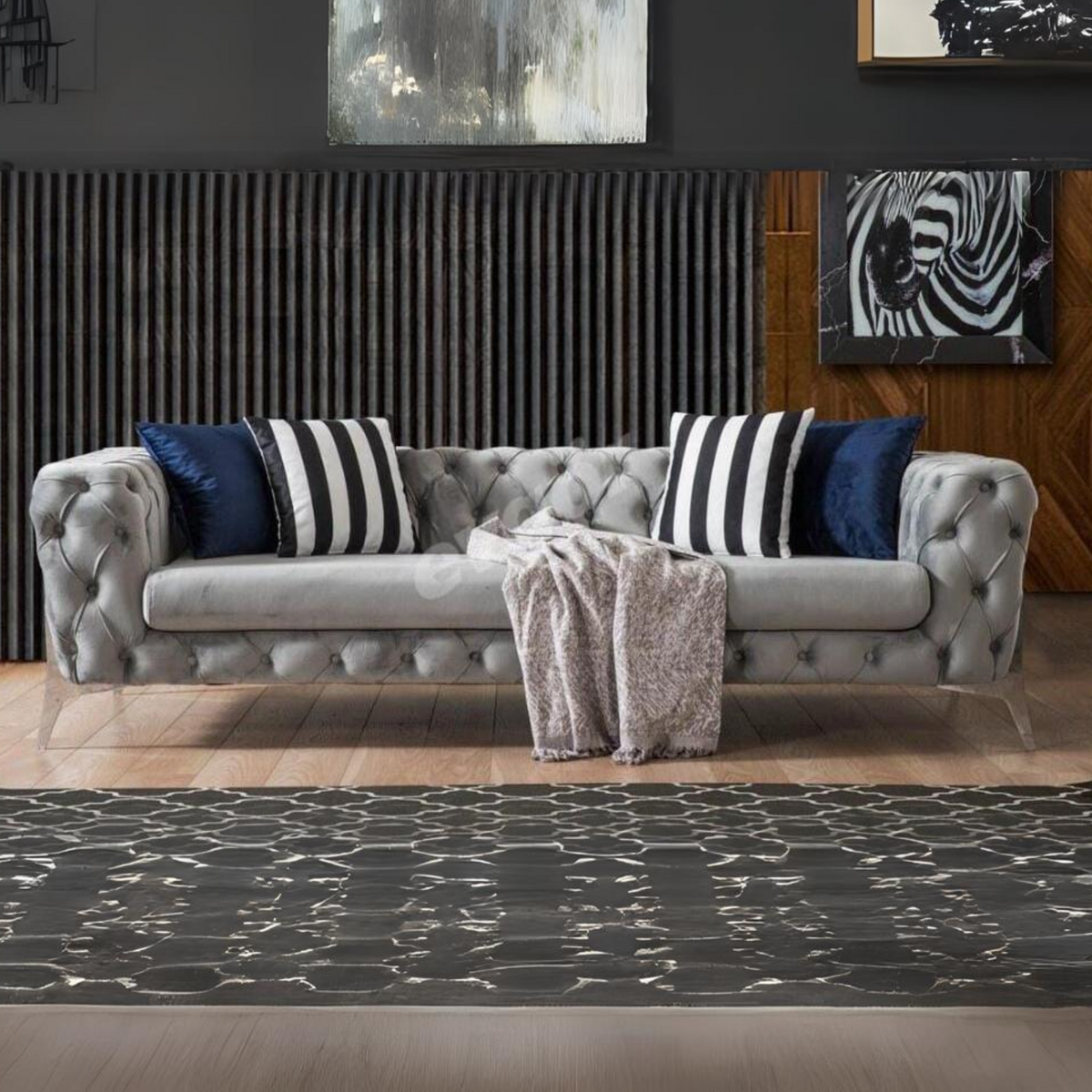Clorin 3+2 Seater Sofa In Premium Velvet Fabric