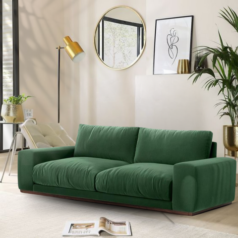 Arlo Three Seater Sofa In Green Velevt