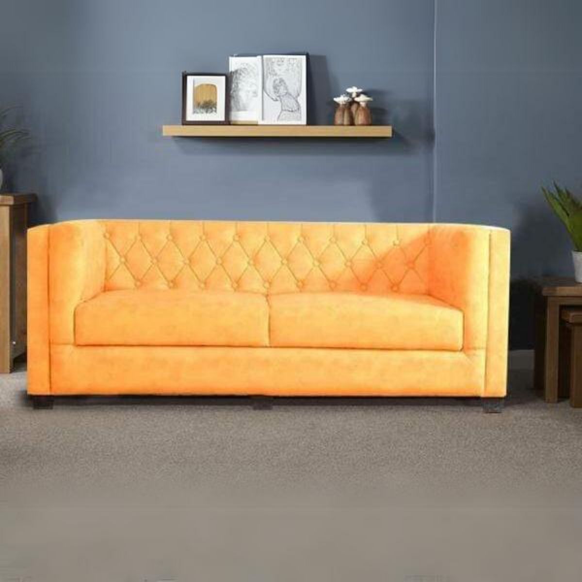 Windsor Three Seater Sofa In Yellow Suede Fabric