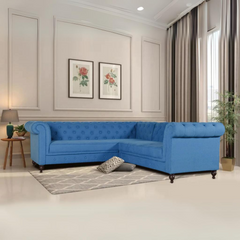 Berlin Sectional Sofa In Blue Color Cotton Fabric