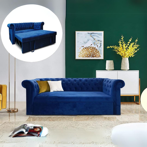 Berlin Sofa cum Bed In Blue Color