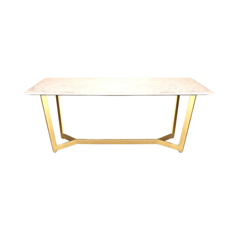 Vegas Composite Top With Alaska Chair 6 Seater Set in SS Golden Base