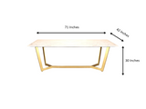 Vegas Satwario Marble Top With Alaska Chair 6 Seater Set in SS Golden Base