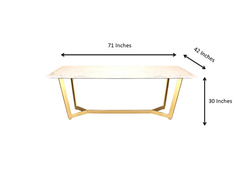 Vegas Composite Top With Alaska Chair 6 Seater Set in SS Golden Base