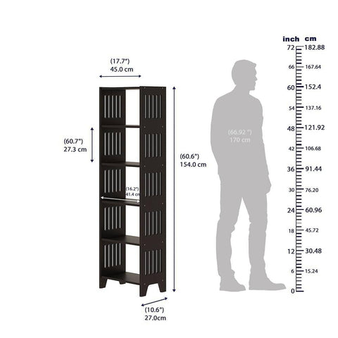 Brado Sheesham Wood Bookshelf in Mahogany Finish