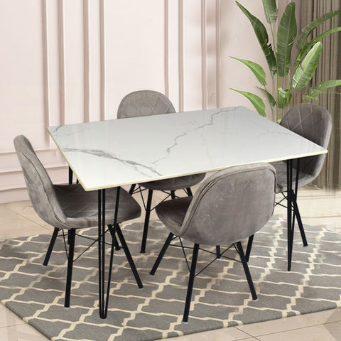 Stella 4 Seater Marble Dining Set With Glory Chair