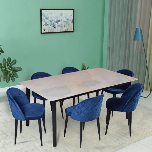 Carly Marble Dining Set With Noel Chairs