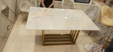 Blowsom Marble Dining Table with Black Base
