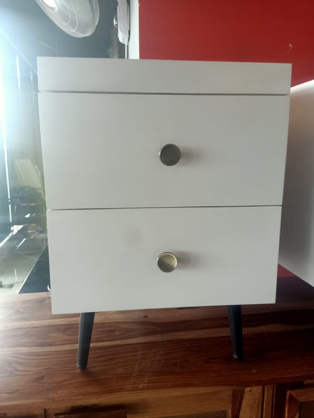 York Bedside Table In White Finish