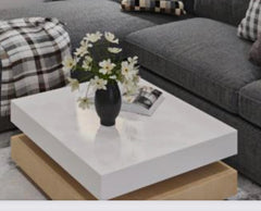 Anslay Coffee Table in Rubber Wood with Glossy Finish Top