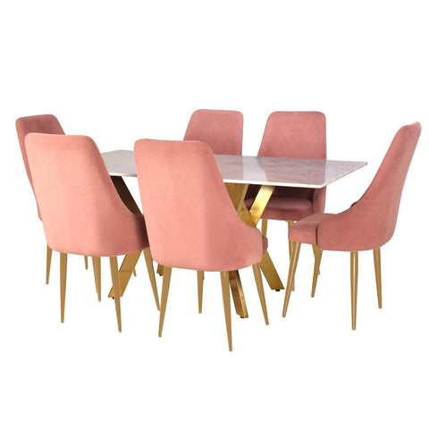 Wellington Marble Dining Table With Alaska Dining Chair