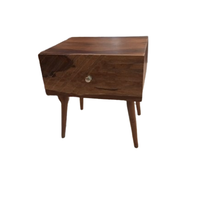 Original Gangster Bedside Side Table with Single Drawer in Sheesham Wood