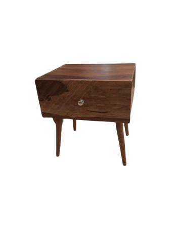 Original Gangster Bedside Side Table with Single Drawer in Sheesham Wood