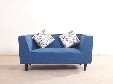 Liana 3+2 Sofa Set In Premium Blue Cotton Fabric