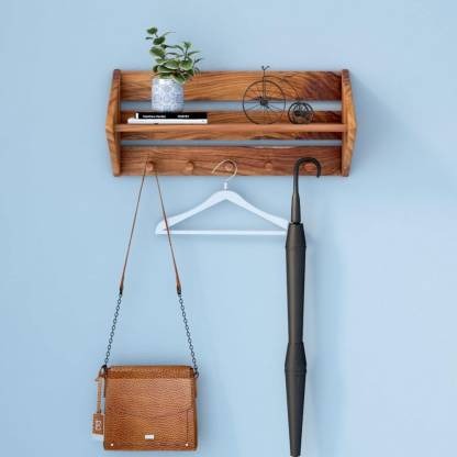 Vermeer Wooden Wall Shelf cum Coat Hanger