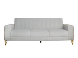 Maverick Three Seater Sofa In Beige Velvet Fabric