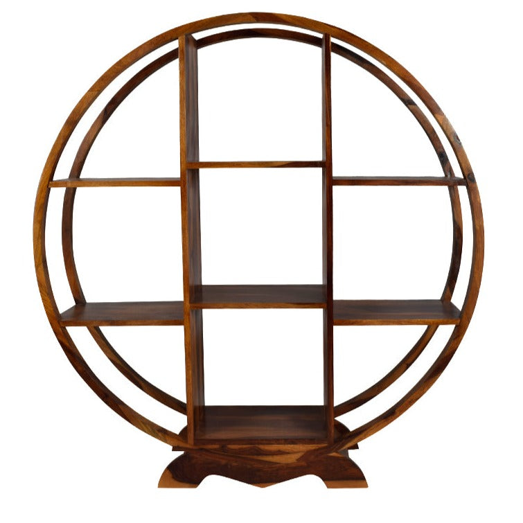 Buy Roven Round Bookshelf In Sheesham Wood - GetMyCouch
