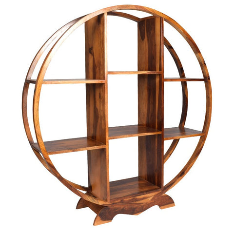 Roven Round Bookshelf in Sheesham Wood