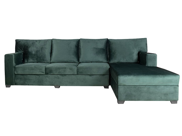 Walter Corner Sectional Sofa in Green Velvet Fabric