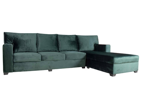 Walter Corner Sectional Sofa in Green Velvet Fabric