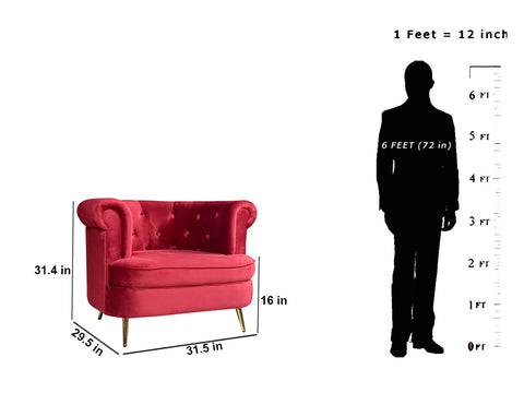 Bardot Lounge Chair Maroon Velvet Fabric With Golden Legs