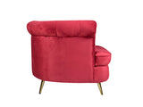 Bardot Lounge Chair Maroon Velvet Fabric With Golden Legs