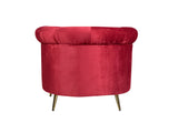 Bardot Lounge Chair Maroon Velvet Fabric With Golden Legs
