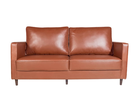 Analia Three Seater Sofa In Tan Brown Leatherette