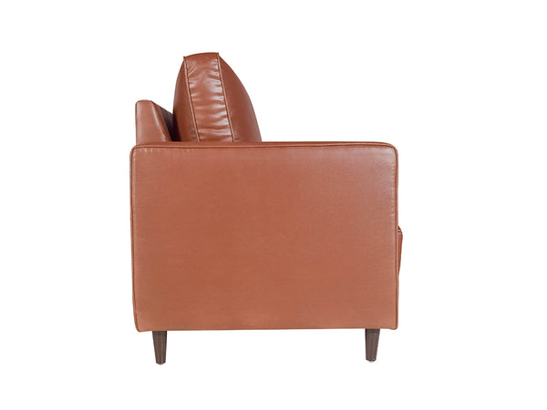 Analia Three Seater Sofa In Tan Brown Leatherette