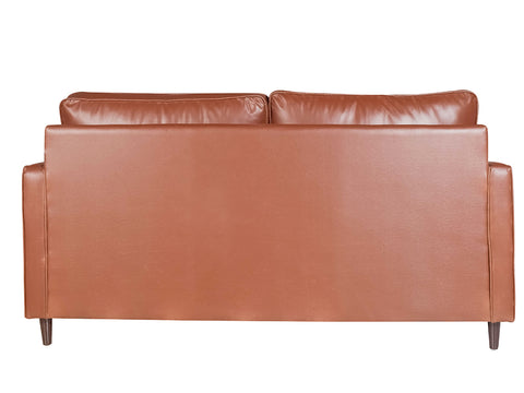 Analia Three Seater Sofa In Tan Brown Leatherette