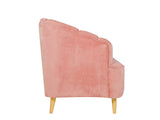 Nelio Two Seater Sofa in Salmon Color in Velvet Fabric
