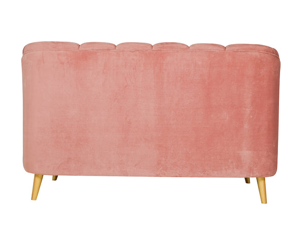 Nelio Two Seater Sofa in Salmon Color in Velvet Fabric