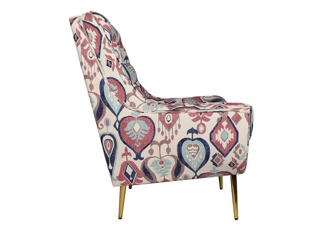 Valencia Tufted Wing Chair in Printed Fabric
