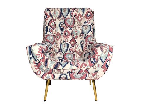 Valencia Tufted Wing Chair in Printed Fabric