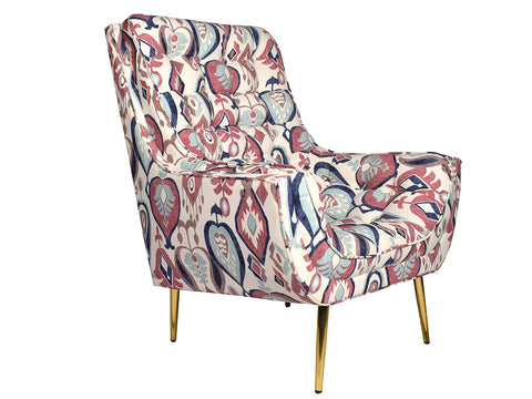 Valencia Tufted Wing Chair in Printed Fabric