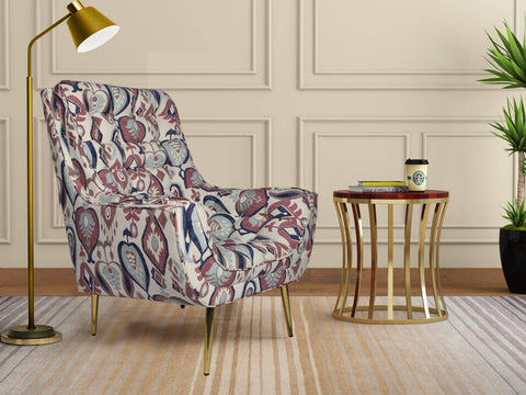 Valencia Tufted Wing Chair in Printed Fabric