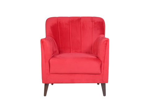 Lucas Single Seater Sofa In Red Velvet Fabric