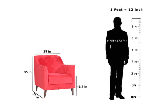 Lucas Single Seater Sofa In Red Velvet Fabric