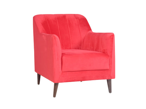 Lucas Single Seater Sofa In Red Velvet Fabric