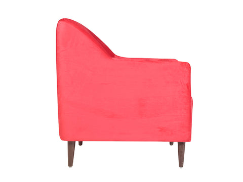 Lucas Single Seater Sofa In Red Velvet Fabric