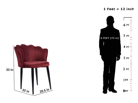 Thrace Accent Chair in Premium Velvet Maroon Fabric