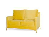Donald Two Seater Loveseat Sofa In Yellow Velvet Fabric