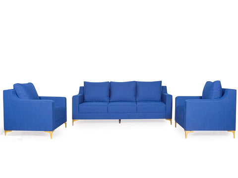 Donny Sofa 3+1+1 In Blue Fabric