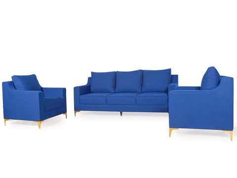 Donny Sofa 3+1+1 In Blue Fabric