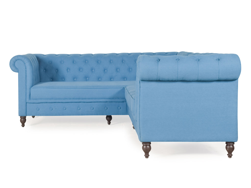 Berlin Sectional Sofa In Blue Color Cotton Fabric