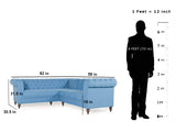 Berlin Sectional Sofa In Blue Color Cotton Fabric