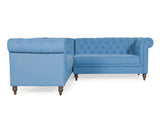 Berlin Sectional Sofa In Blue Color Cotton Fabric