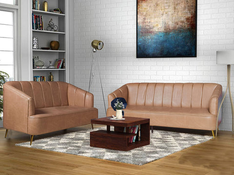 Nelio 3+2 Sofa Set in Brown Leatherette