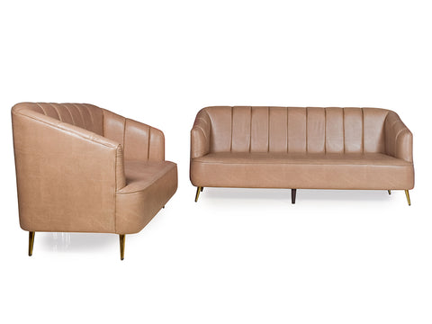 Nelio 3+2 Sofa Set in Brown Leatherette